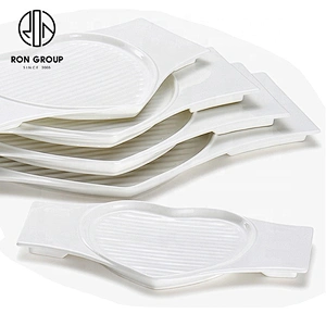 Ceramic Dinner Custom Made Double Flat Heart Shape Plate For Restaurant