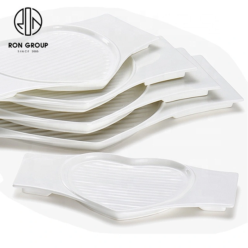 Ceramic Dinner Custom Made Double Flat Heart Shape Plate For Restaurant