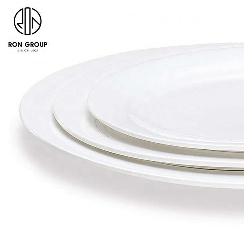 Customized White Ceramic Oval Fish Plate For Restaurant Dedicated