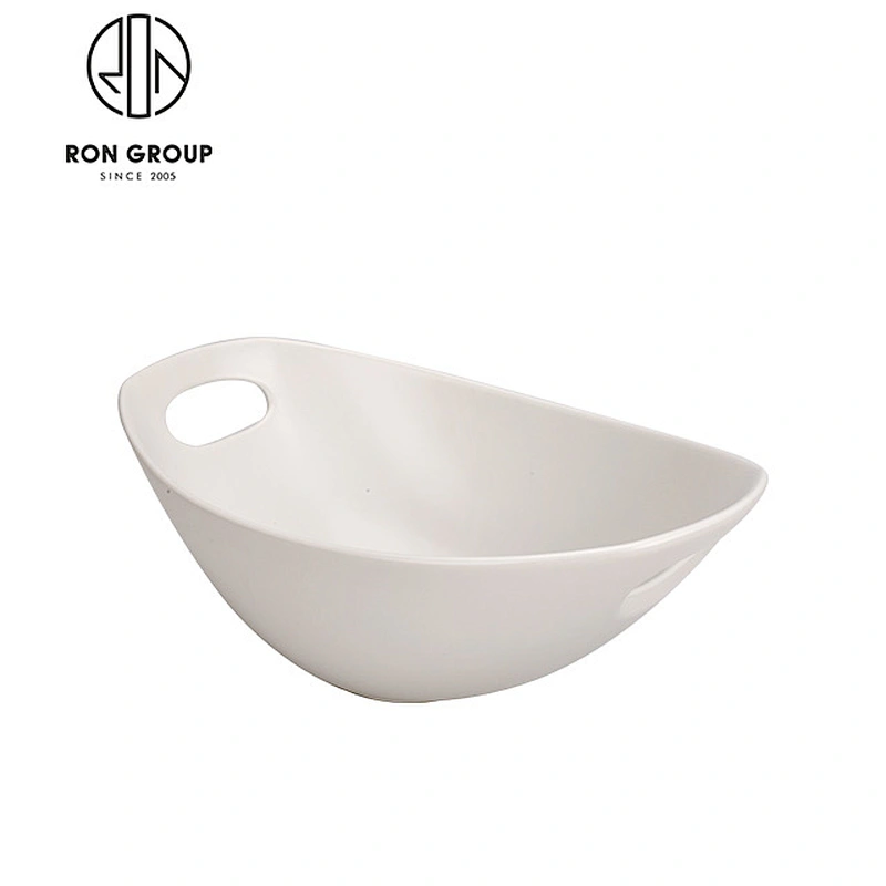 Wholesale 10 Inch White Ceramic Double Hole Deep Bowl