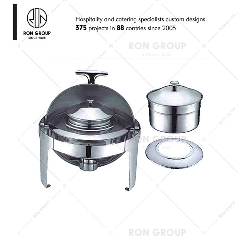 Square Round Luxe Chafing Dish With Glass Window Lid And Stand