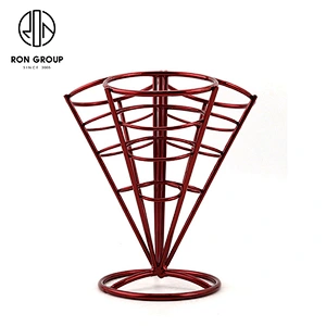 New Stainless Steel Snack Red Three Chips Finger Chips Cone Holder Stand