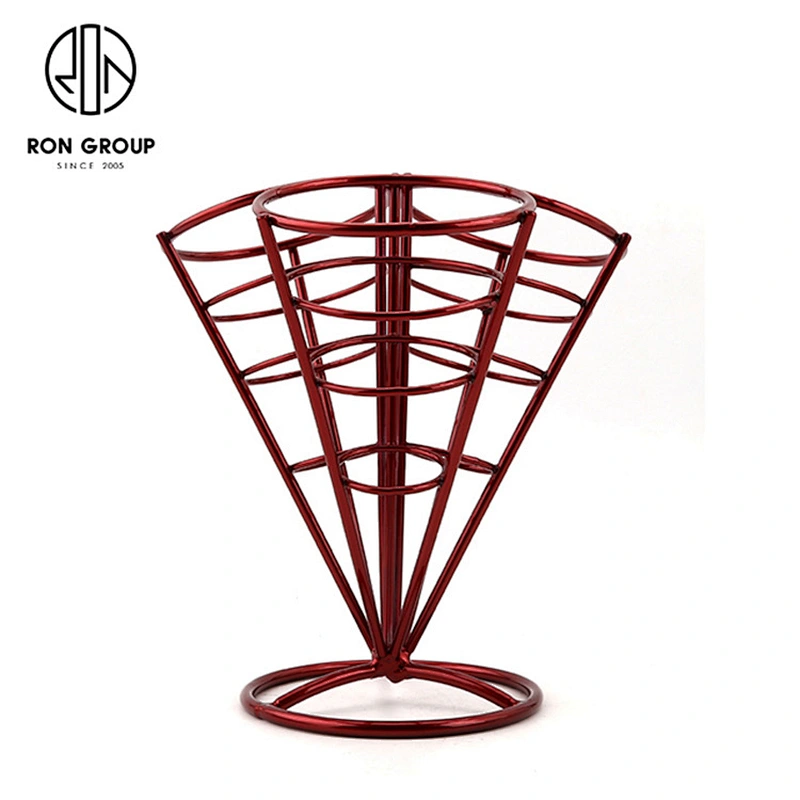 New Stainless Steel Snack Red Three Chips Finger Chips Cone Holder Stand