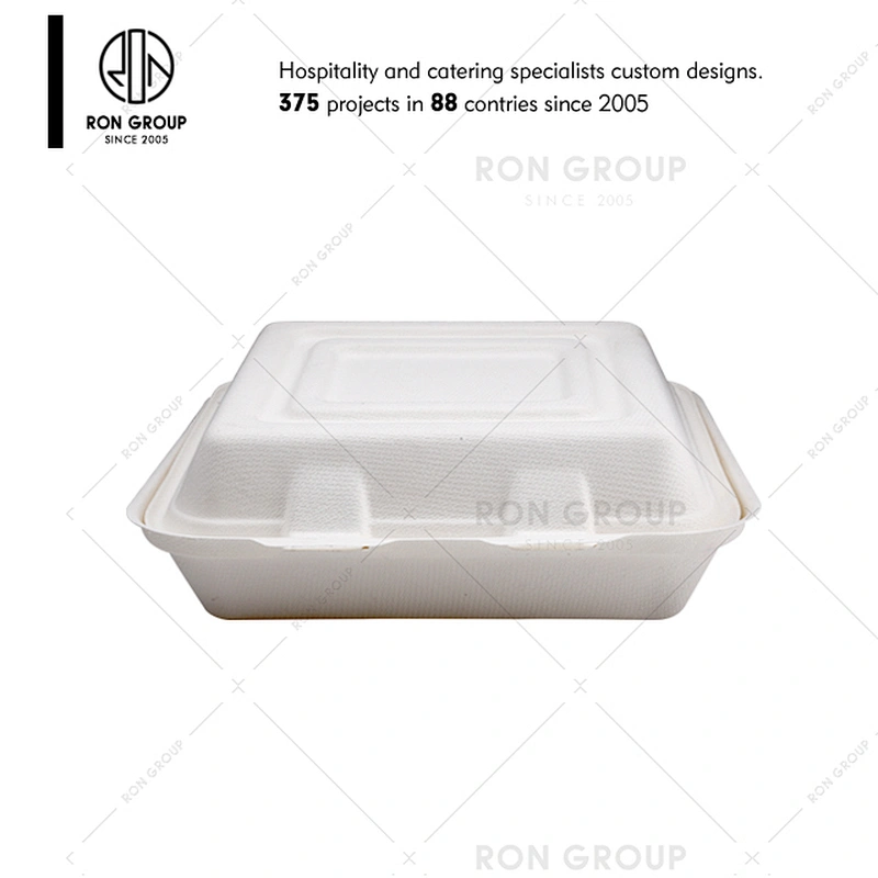 Restaurant disposable 1000ml sugarcane divided food container