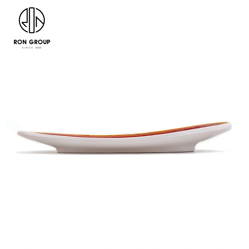 Restaurant Dinnerware Ceramic Fat Edge Long Thick Side Strip Disk