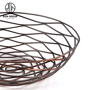 2020 New Kitchen Accessories Metal Iron Wire Round Bronzed Middle Size Bread Basket