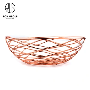 Restaurant Accessories Metal Iron Wire Round Gold Middle Size Bread Basket