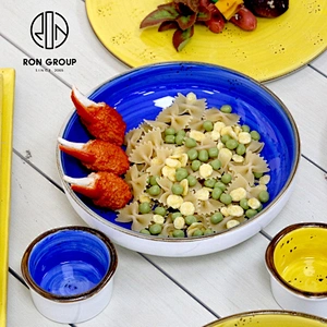High Quality Customized Durable Restaurant Round Dinner Plates Blue