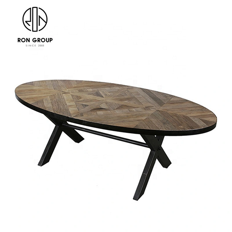 Commercial Good Quality Metal X Shape Cross Leg Parquet Dining Table