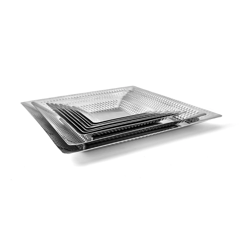 Hotel Silver Dinnerware Stainless Steel Square Diamond Dinner Plate