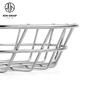 Popular Kitchen Tool Fruit Storage Stainless Steel Round Bread Basket