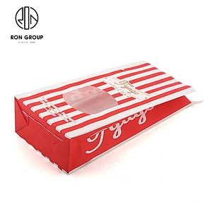 Restaurant Use Food Packaging White Coated Kraft Paper Bags With Front Window