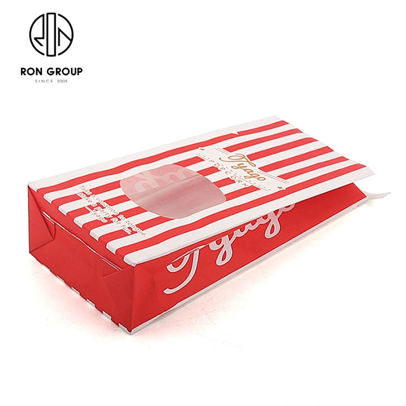 Restaurant Use Food Packaging White Coated Kraft Paper Bags With Front Window