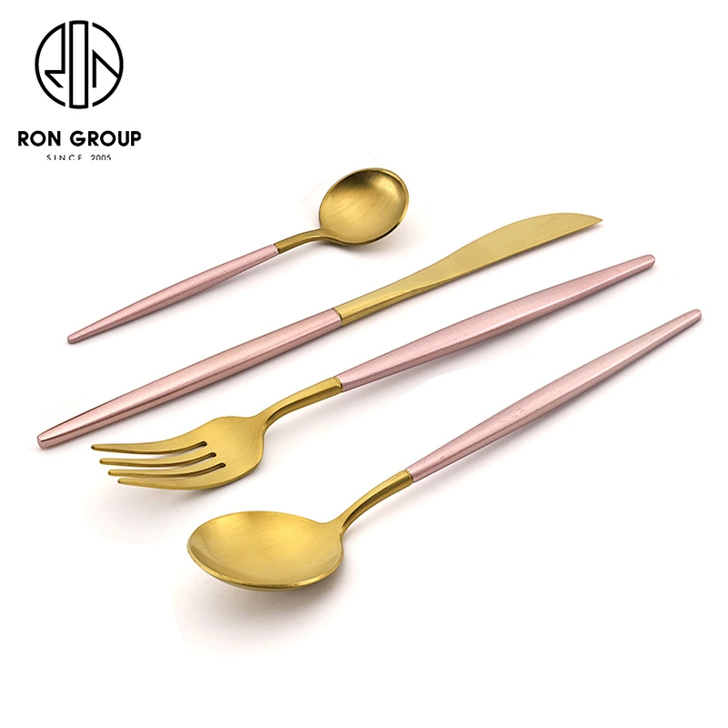High Quality Pink Gold Metal Flatware Set Stainless Steel Wedding Cutlery