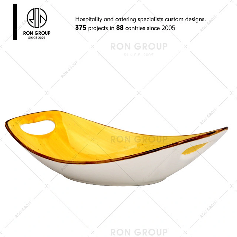 Wholesale Restaurant Yellow Printed Small Ceramic Serving Bowl