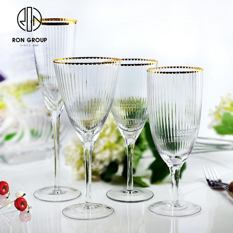 Luxury Design Gold Rim Red Wine Whisky Glass Champagne Cup For Wedding