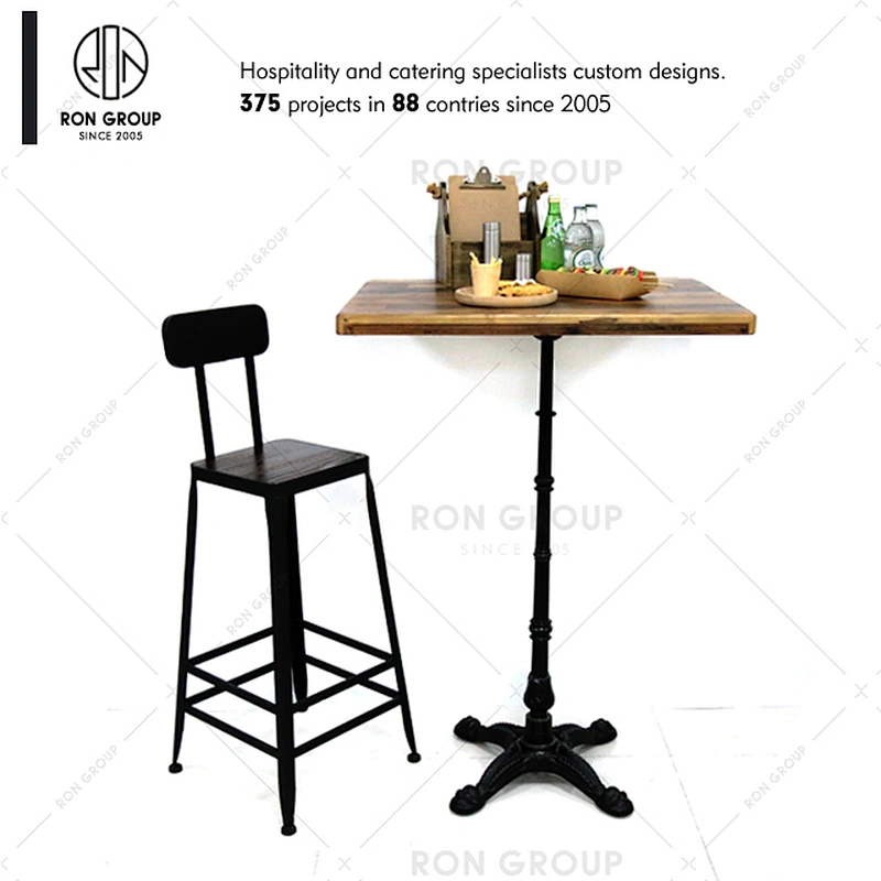 Custom made restaurant vintage industrial high bar stools and table