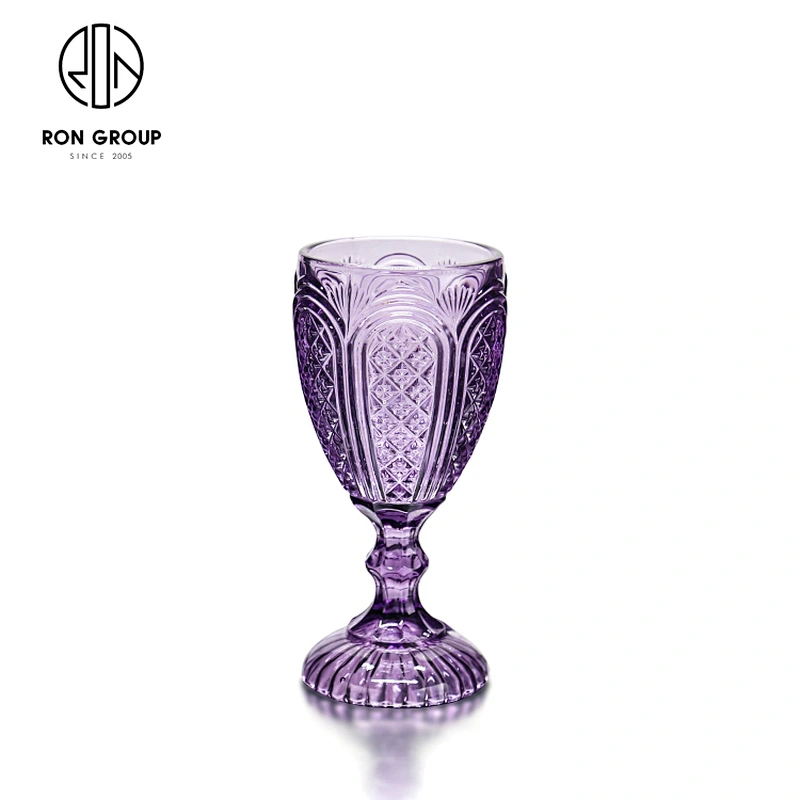 Vintage Colorful Glass Water Cup Amber Goblet For Hotel Restaurant