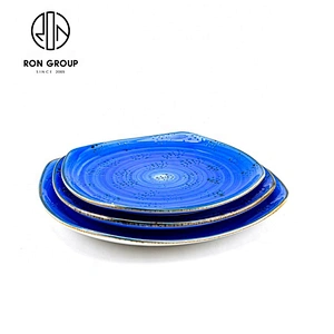 High Quality Customized Durable Restaurant Round Dinner Plates Blue