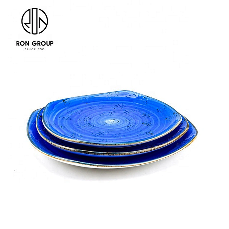 High Quality Customized Durable Restaurant Round Dinner Plates Blue