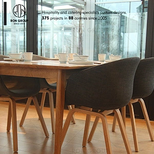 Restaurant Wooden Dining Chair With Fabric Seat