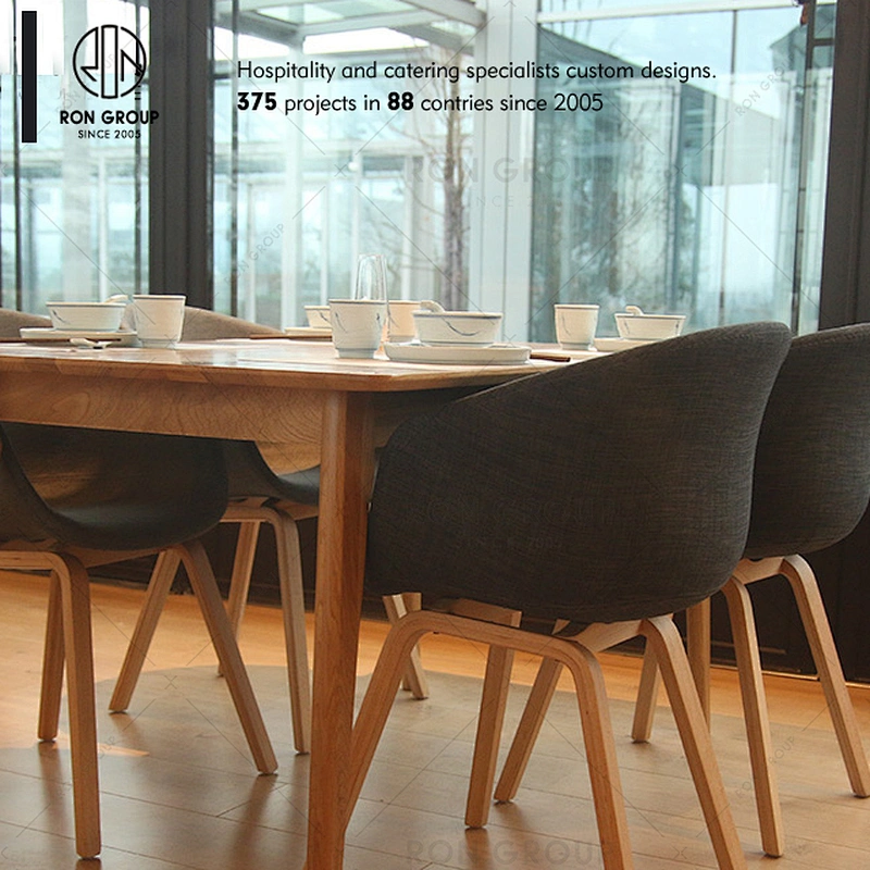 Restaurant Wooden Dining Chair With Fabric Seat