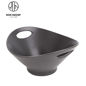 13 Inch Grey Color Restaurant Ceramic Dinner Plates With Handle