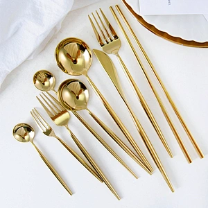 Hot Sale Wedding Restaurant Silver Pink Color SS304 Wedding Flatware Set