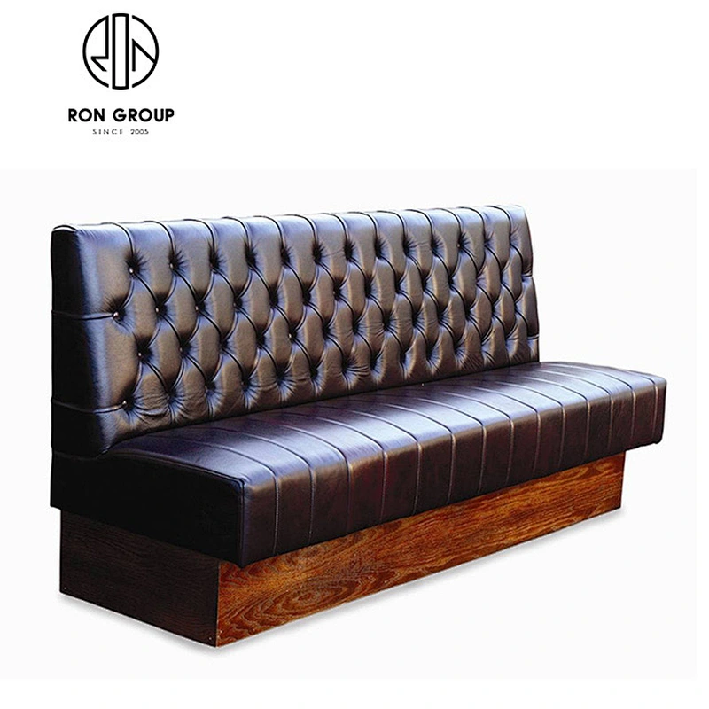 Restaurant Coffee Shop Wooden Frame Brown Leather Booth Sofa