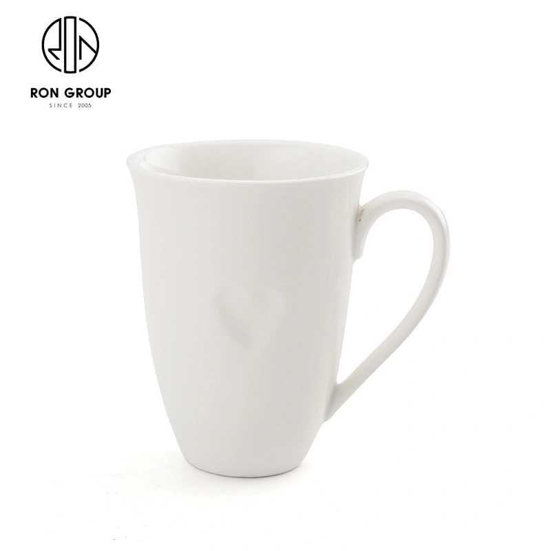 360ml Luxury Peach Heart Shape Ceramic Reusable Coffee Cup For Office