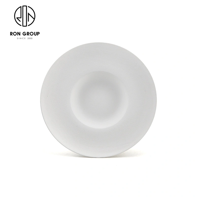 Hotel Black Glazed High Quality Modern Round Porcelain Hat Shape Plate