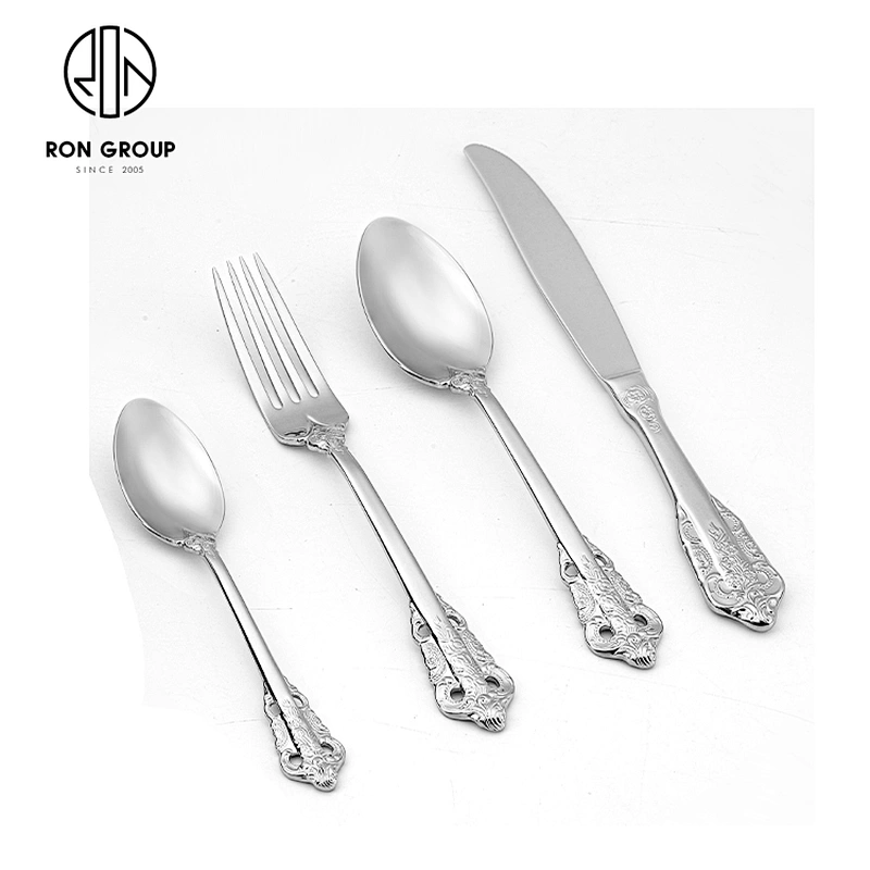 Luxury Kitchen Fork Spoon Knife Stainless Steel Silver Reusable Cutlery Set