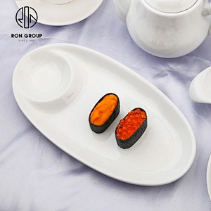 High Quality Porcelain Dinnerware Restaurant Flat Oval Fish Shaped Dinner Plates