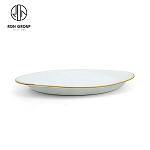 1.04 Kg Retsaraunt Random Cyan Created Ceramic Dishes Shallow Plate