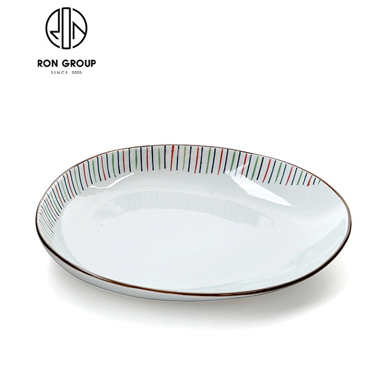 Newest restaurant ceramic pentagon plate for serving food