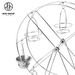 8 Cups Silver Eight Bowl Ferris Wheel Stand Carrier Holder For Restaurant