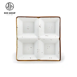 Wholesale Price Porcelain Tableware 4 Compartment Dish Snack Soy Sauce Plate