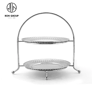 Classic Metal Round Double Layer Tray Plate Food Cake And Fruit Plate