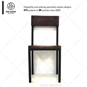 Wholesale Stackable Metal Chair With Solid Wood Seat