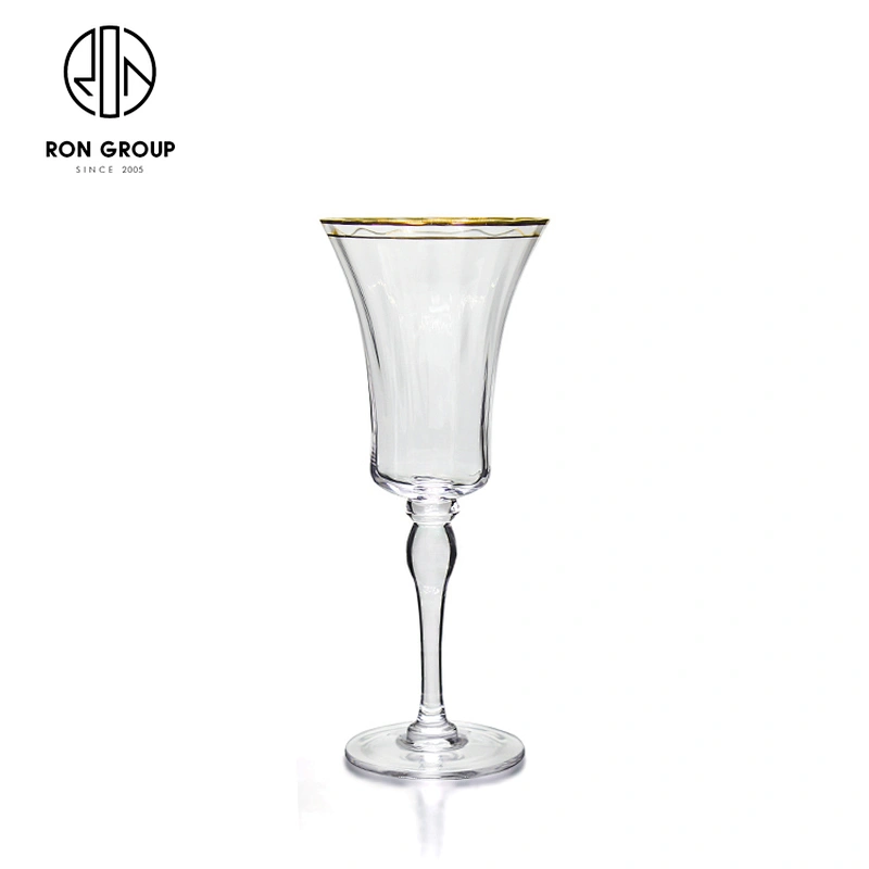 Custom Red Wine Glass Gold Rimmed Champagne Glass For Wedding Rental