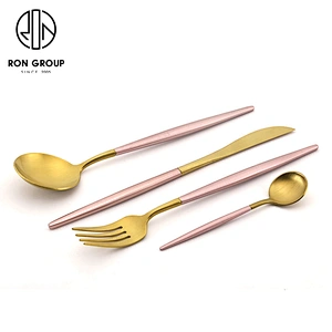 High Quality Restaurant Wedding Pink Gold Stainless Steel Cutlery