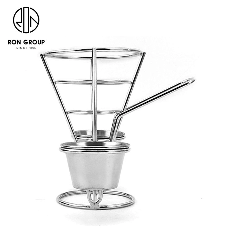 Stainless Steel Countertop Two Cups French Fry Holder Stand