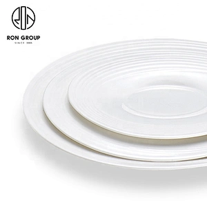 8 Inches Plain White Ceramic Round Shallow Plate For Restaurants