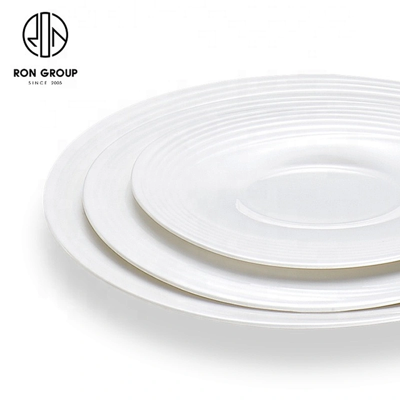 8 Inches Plain White Ceramic Round Shallow Plate For Restaurants