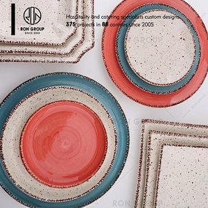 Orange Porcelain Dining Plate for Restaurant Hotel Cafe