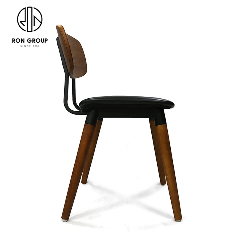 Fashion Vintage Leather Cushion Wood Design Dining Chair For Room Restaurant