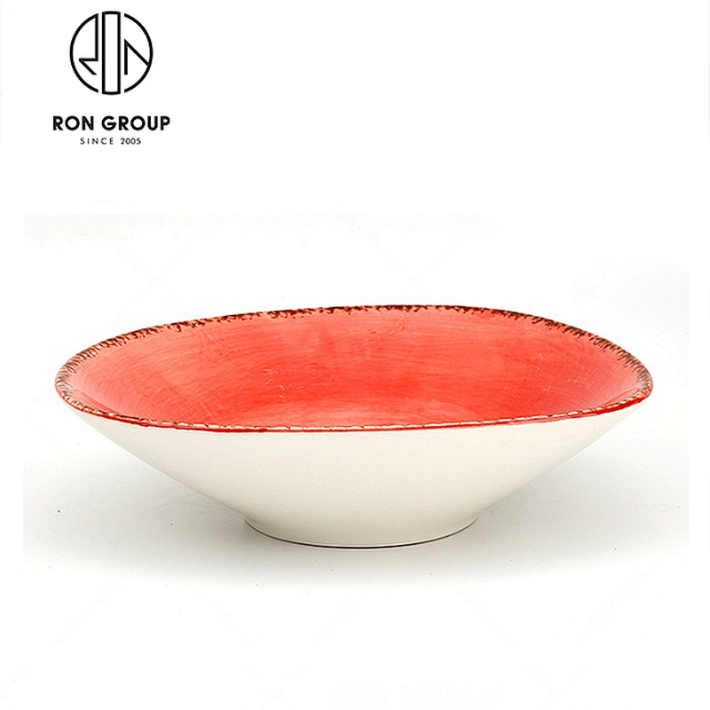 Orange Ceramic Oval Shape Restaurant Dinner Plates
