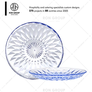 Restaurant decorating food grade clear bule color plastic food plate