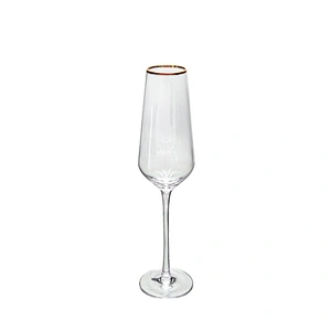 Wedding Decorated Glassware Crystal Clear Wine Glass Gold Rim Goblet
