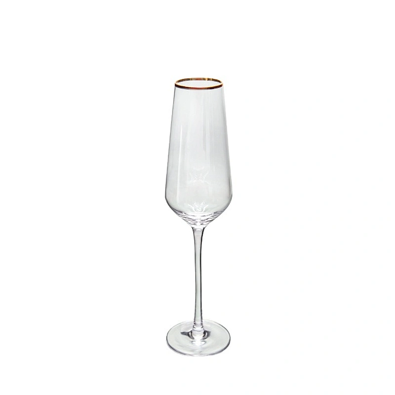 Wedding Decorated Glassware Crystal Clear Wine Glass Gold Rim Goblet